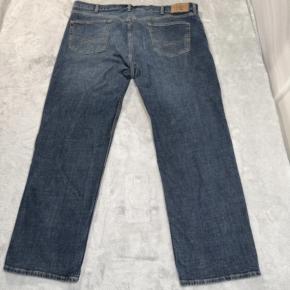 Levis Signature Mens Jeans 44x30 Loose Relaxed Baggie, Whiskering, Distressed